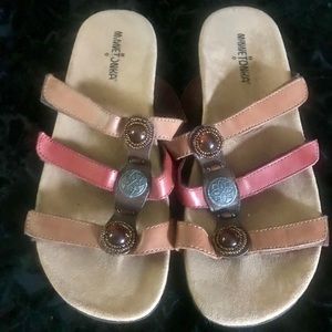 Multi-colored Jeweled Leather Sandals! NWOT